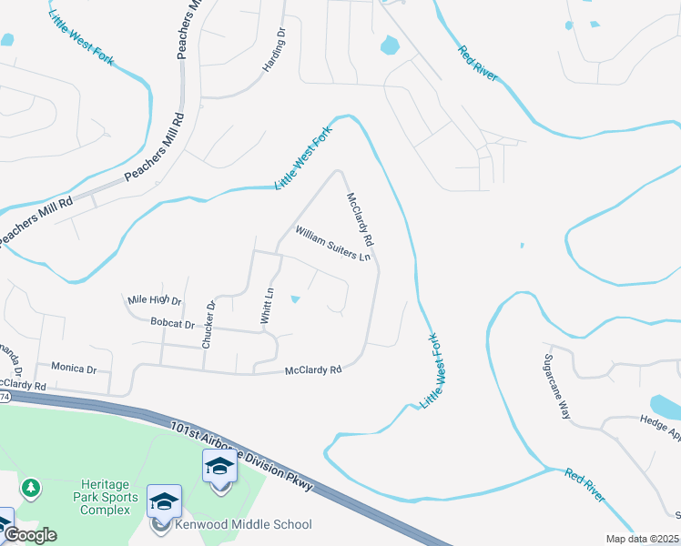 map of restaurants, bars, coffee shops, grocery stores, and more near 1105 Gunpoint Drive in Clarksville
