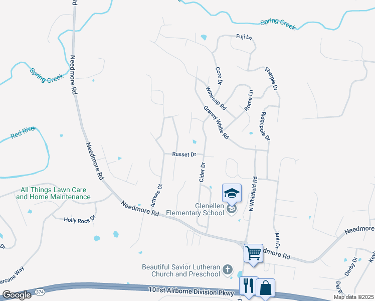 map of restaurants, bars, coffee shops, grocery stores, and more near 2747 Applemill Court in Clarksville