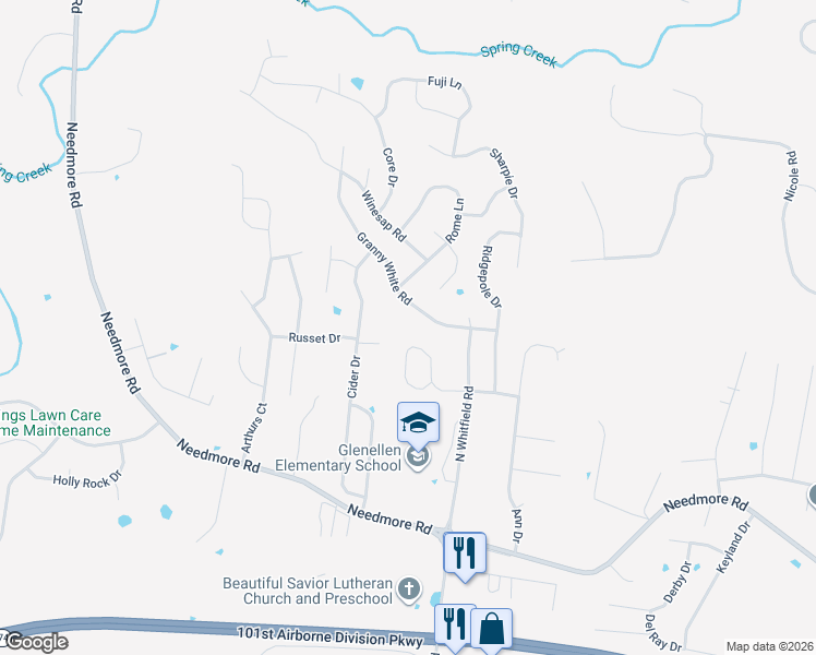 map of restaurants, bars, coffee shops, grocery stores, and more near 932 Granny White Road in Clarksville