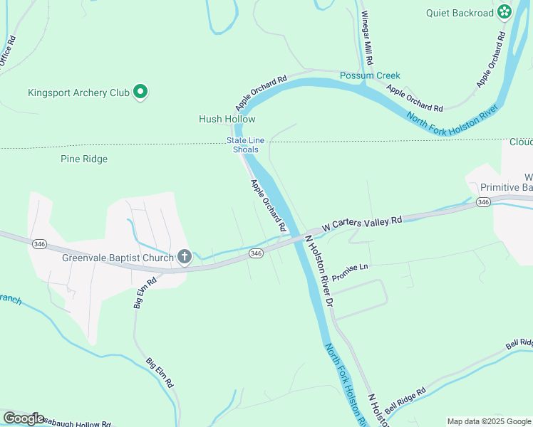 map of restaurants, bars, coffee shops, grocery stores, and more near 2520 North Holston River Drive Extension in Kingsport