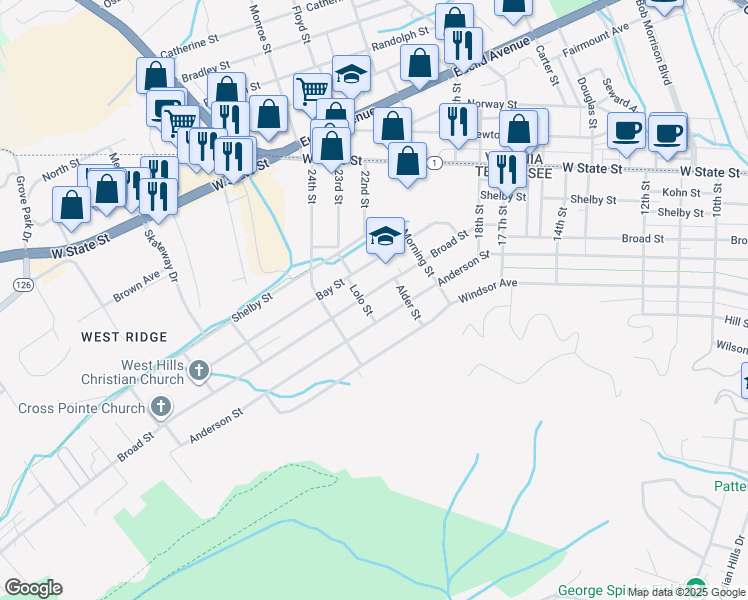 map of restaurants, bars, coffee shops, grocery stores, and more near 2108 Broad Street in Bristol