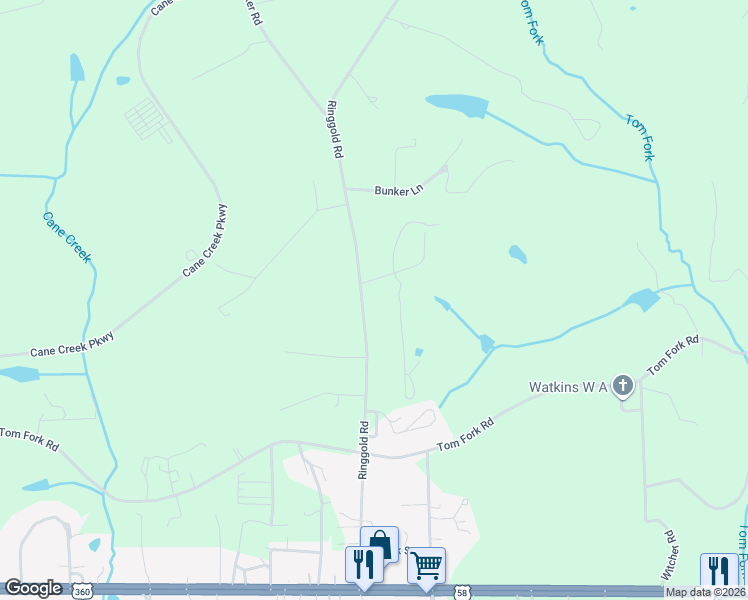 map of restaurants, bars, coffee shops, grocery stores, and more near 1649 Ringgold Rd in Ringgold