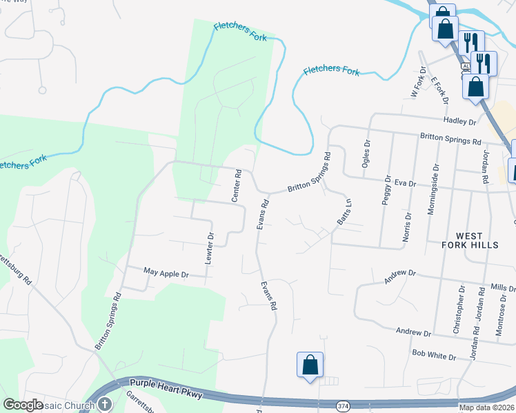 map of restaurants, bars, coffee shops, grocery stores, and more near 1960 Evans Rd in Clarksville