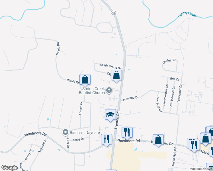 map of restaurants, bars, coffee shops, grocery stores, and more near 2816 Fenton Court in Clarksville