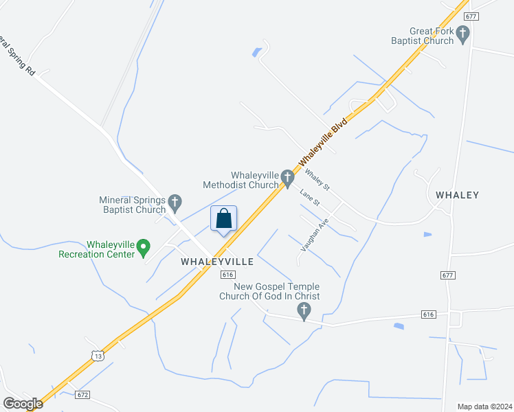 map of restaurants, bars, coffee shops, grocery stores, and more near 6329 Whaleyville Boulevard in Suffolk