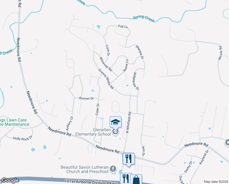 map of restaurants, bars, coffee shops, grocery stores, and more near 932 Granny White Road in Clarksville