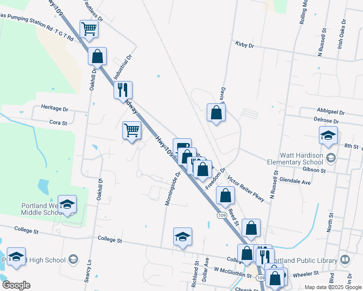 map of restaurants, bars, coffee shops, grocery stores, and more near 222 Victor Reiter Parkway in Portland