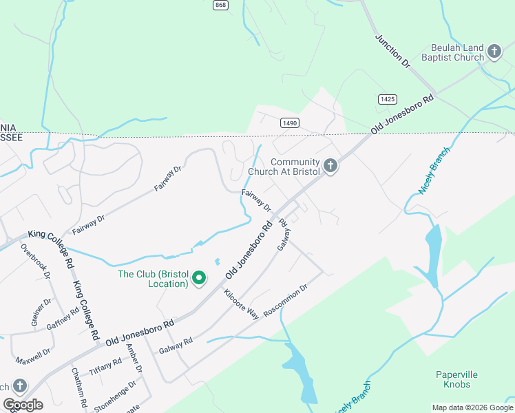 map of restaurants, bars, coffee shops, grocery stores, and more near 90 Fairway Drive in Bristol