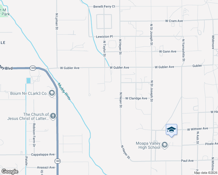 map of restaurants, bars, coffee shops, grocery stores, and more near 2770 North Taylor Street in Moapa Valley