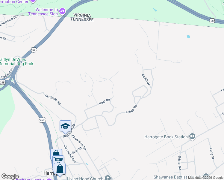 map of restaurants, bars, coffee shops, grocery stores, and more near Kent Road in Harrogate