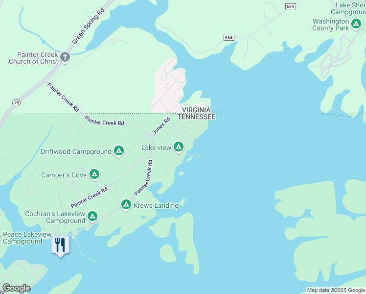 map of restaurants, bars, coffee shops, grocery stores, and more near 465 Painter Creek Road in Bristol