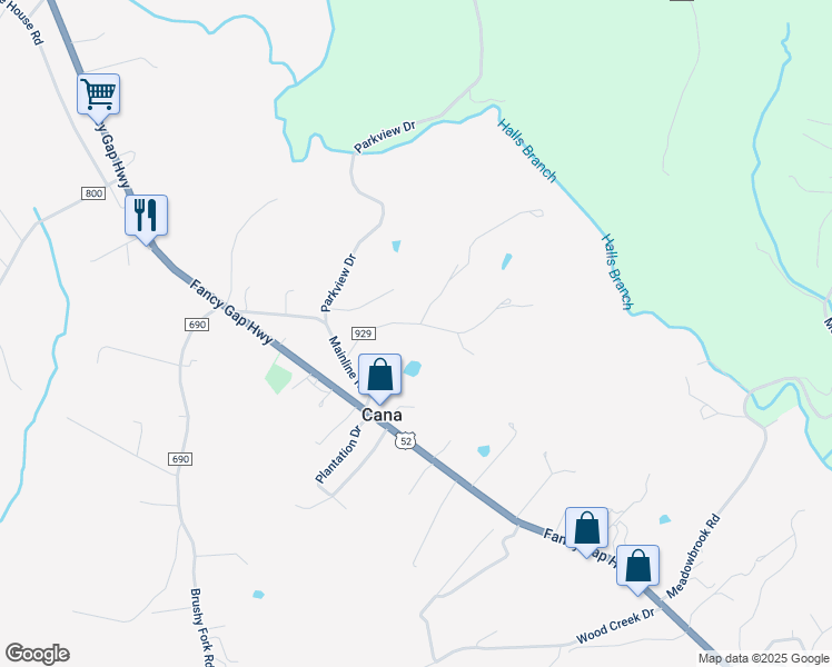 map of restaurants, bars, coffee shops, grocery stores, and more near 240-306 Leonhardt Road in Cana