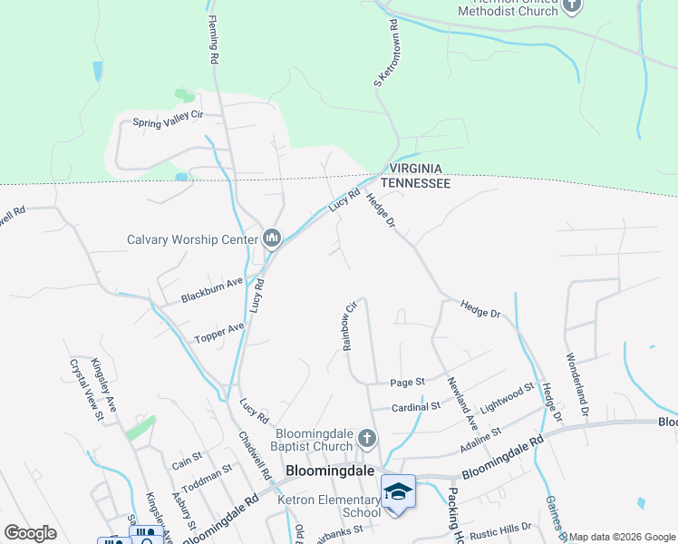 map of restaurants, bars, coffee shops, grocery stores, and more near 7016 Kestner Street in Kingsport