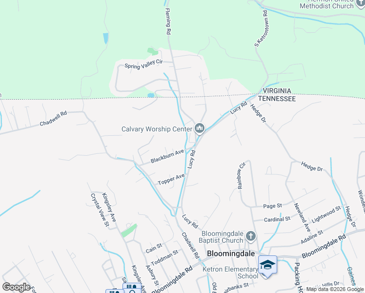 map of restaurants, bars, coffee shops, grocery stores, and more near 3168 Blackburn Avenue in Kingsport