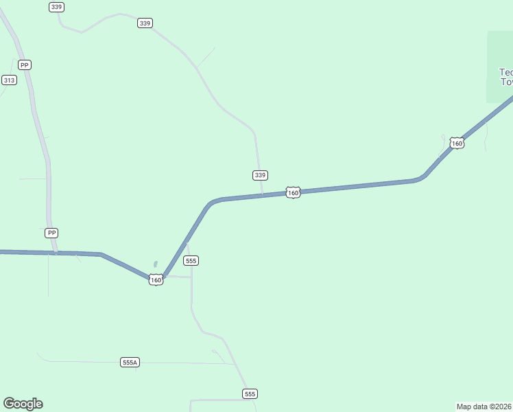 map of restaurants, bars, coffee shops, grocery stores, and more near U.S. 160 in Tecumseh