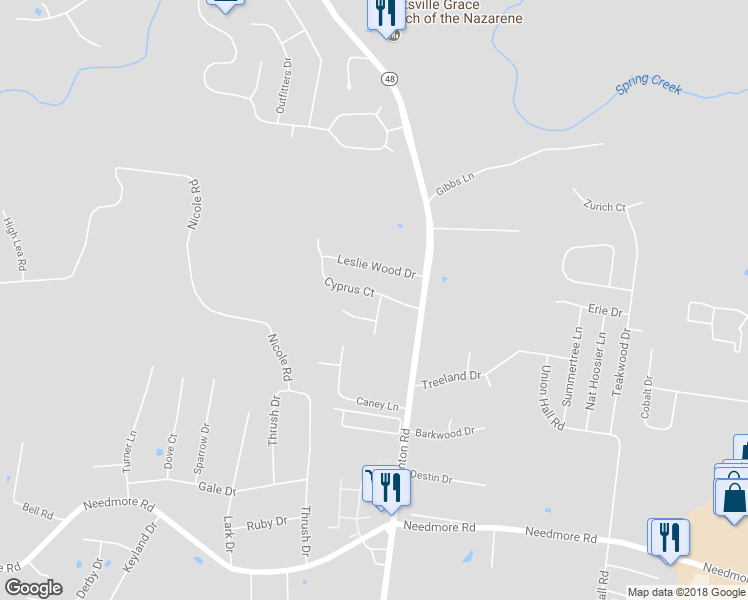 map of restaurants, bars, coffee shops, grocery stores, and more near 2826 Fenton Court in Clarksville