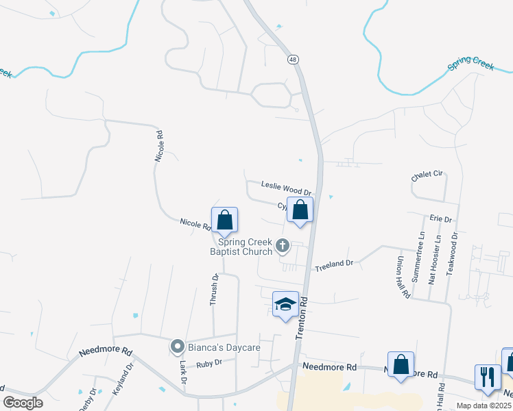 map of restaurants, bars, coffee shops, grocery stores, and more near 428 Cyprus Court in Clarksville
