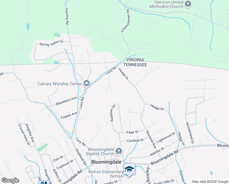 map of restaurants, bars, coffee shops, grocery stores, and more near 7035 Kestner Street in Kingsport