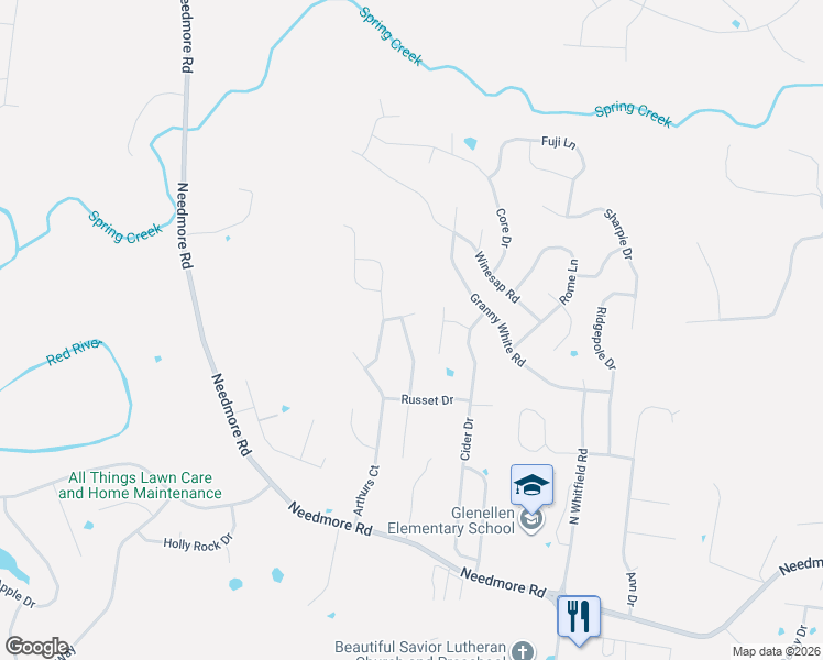 map of restaurants, bars, coffee shops, grocery stores, and more near 2844 Russet Ridge Drive in Clarksville