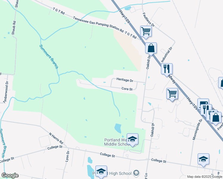 map of restaurants, bars, coffee shops, grocery stores, and more near 126 Cora St in Portland