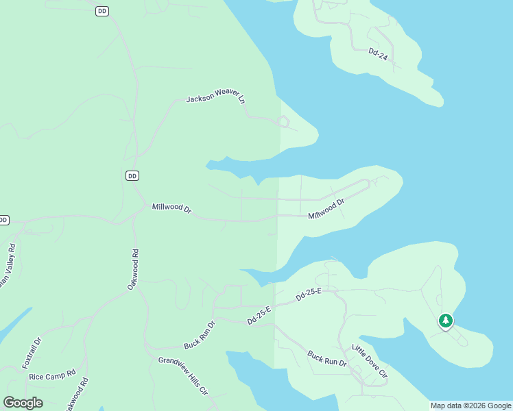 map of restaurants, bars, coffee shops, grocery stores, and more near 1291 Millwood Drive in Reeds Spring