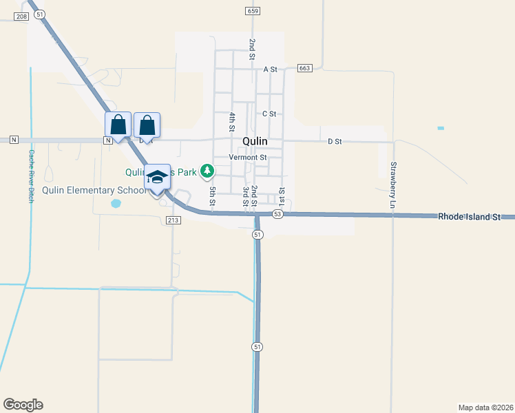 map of restaurants, bars, coffee shops, grocery stores, and more near 13965 Missouri 53 in Qulin