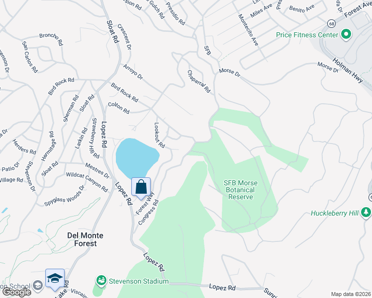 map of restaurants, bars, coffee shops, grocery stores, and more near 1187 Lookout Road in Del Monte Forest