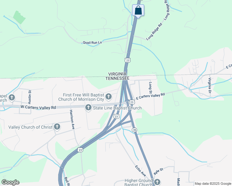 map of restaurants, bars, coffee shops, grocery stores, and more near 2016 Tenneva Street in Kingsport
