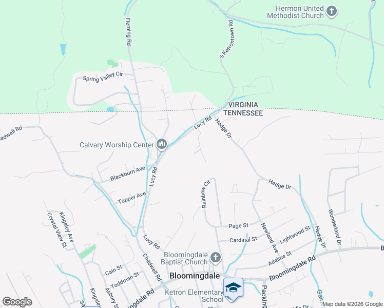 map of restaurants, bars, coffee shops, grocery stores, and more near 7016 Kestner Street in Kingsport