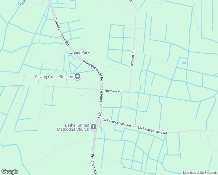 map of restaurants, bars, coffee shops, grocery stores, and more near 5745 Fitztown Road in Virginia Beach