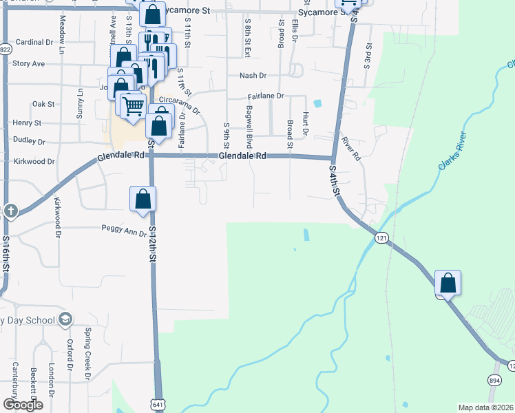 map of restaurants, bars, coffee shops, grocery stores, and more near 915 Bagwell Drive in Murray