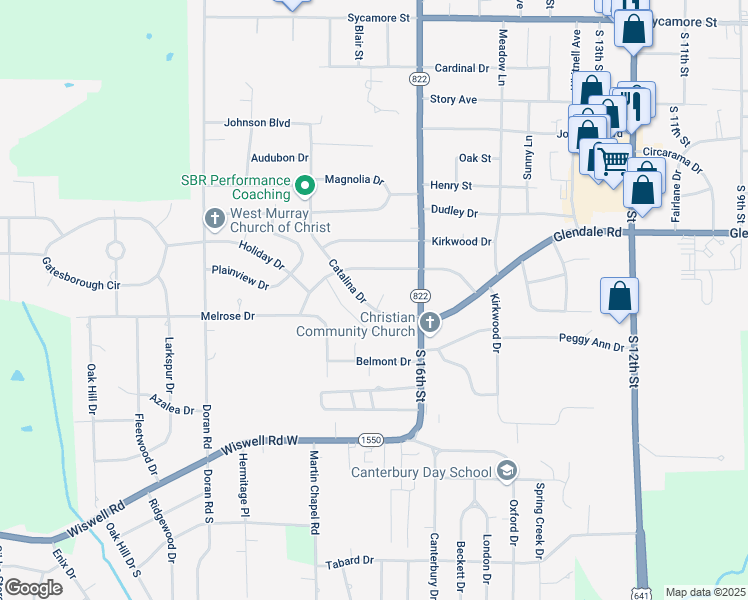map of restaurants, bars, coffee shops, grocery stores, and more near 1606 Catalina Drive in Murray