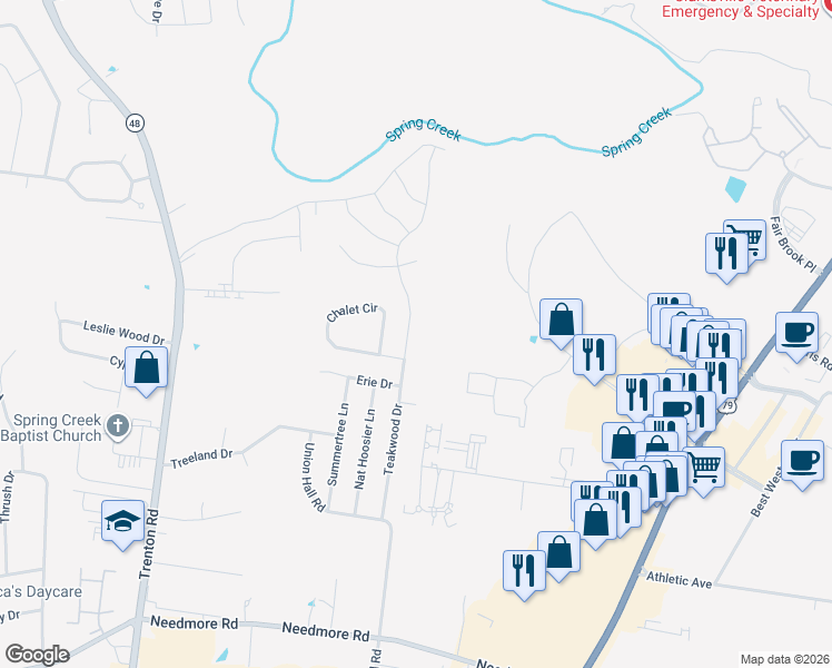 map of restaurants, bars, coffee shops, grocery stores, and more near 2867 Teakwood Drive in Clarksville