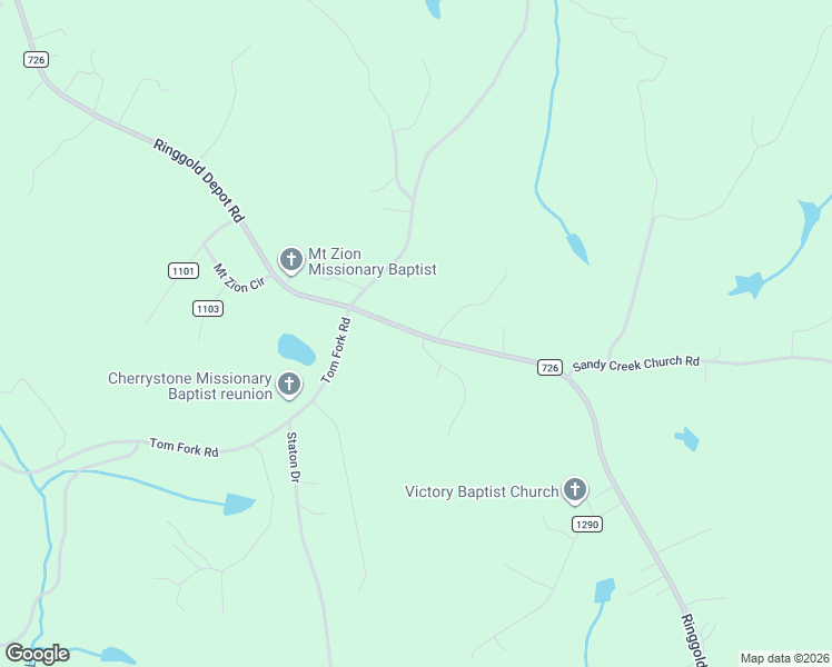 map of restaurants, bars, coffee shops, grocery stores, and more near 2053 Ringgold Depot Road in Ringgold