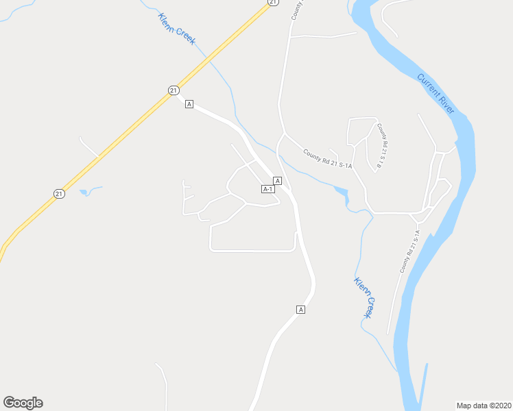 map of restaurants, bars, coffee shops, grocery stores, and more near County Road A-1 in Ripley County