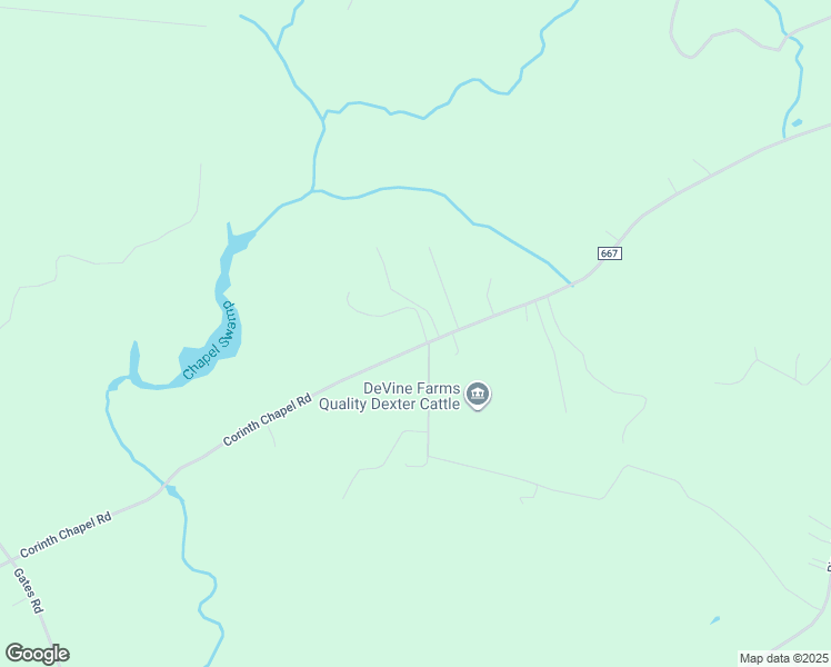 map of restaurants, bars, coffee shops, grocery stores, and more near 7180 Corinth Chapel Road in Suffolk