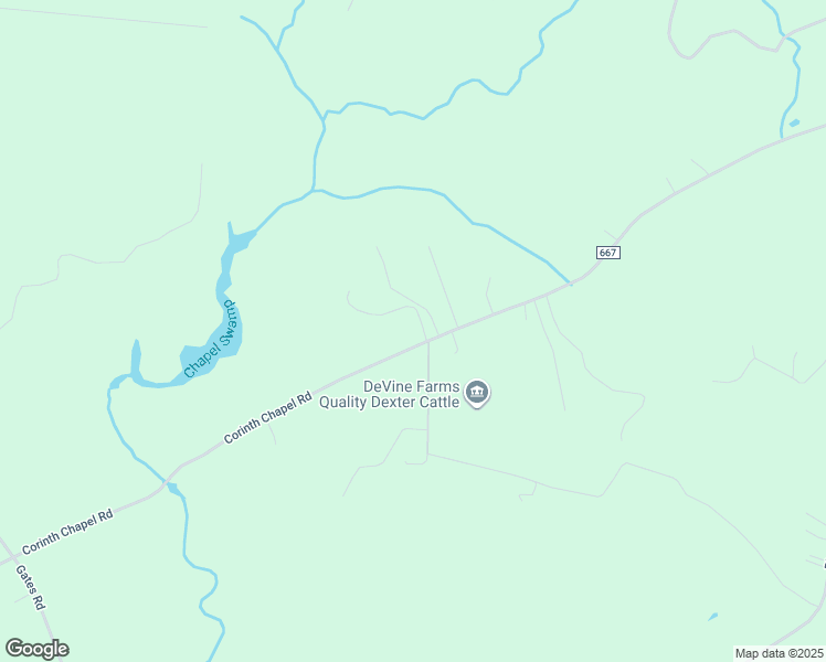 map of restaurants, bars, coffee shops, grocery stores, and more near 7180 Corinth Chapel Road in Suffolk