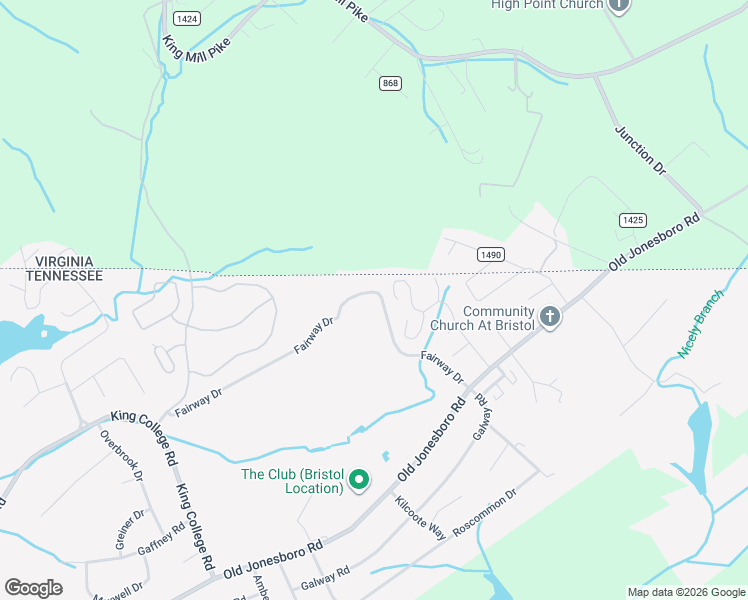 map of restaurants, bars, coffee shops, grocery stores, and more near 64 Fairway Drive in Bristol