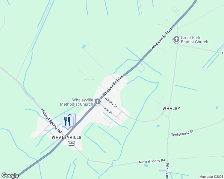 map of restaurants, bars, coffee shops, grocery stores, and more near 6200 Whaleyville Boulevard in Suffolk
