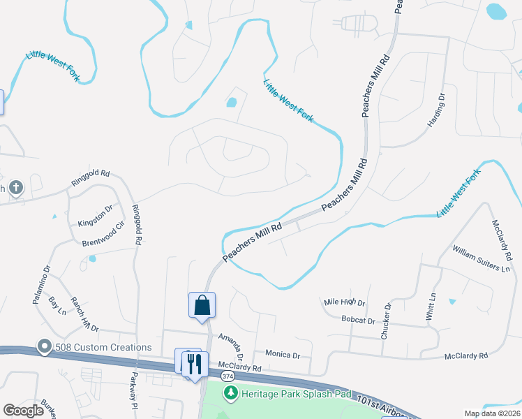 map of restaurants, bars, coffee shops, grocery stores, and more near 1136 Ishee Drive in Clarksville
