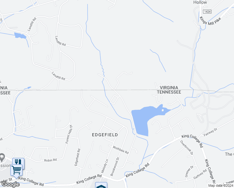 map of restaurants, bars, coffee shops, grocery stores, and more near 527 Redstone Drive in Bristol