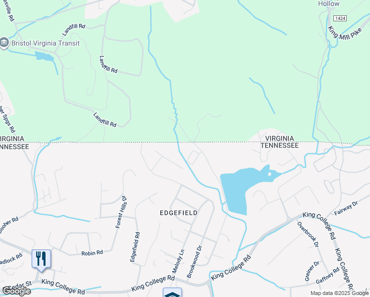 map of restaurants, bars, coffee shops, grocery stores, and more near 416 Crestfield Road in Bristol