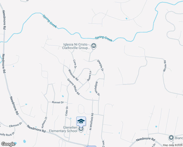 map of restaurants, bars, coffee shops, grocery stores, and more near 2839 Rome Lane in Clarksville