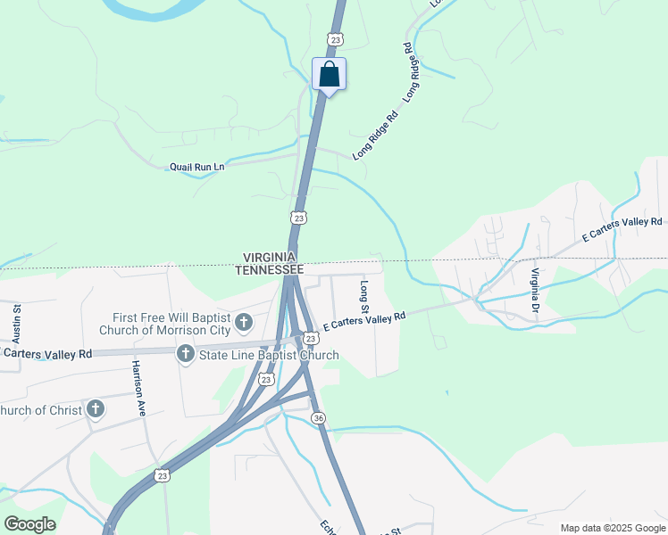 map of restaurants, bars, coffee shops, grocery stores, and more near 2034 Adair Avenue in Kingsport