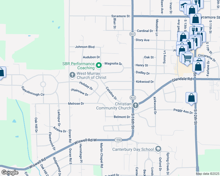 map of restaurants, bars, coffee shops, grocery stores, and more near 1606-1616 Catalina Dr in Murray