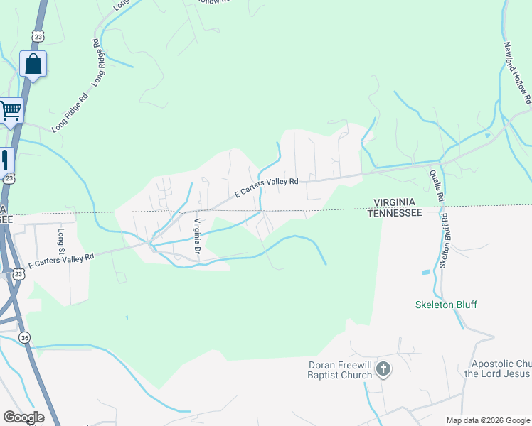 map of restaurants, bars, coffee shops, grocery stores, and more near 184 Flanary Street in Kingsport