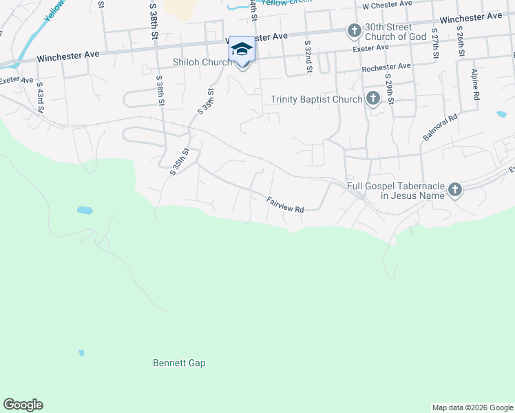 map of restaurants, bars, coffee shops, grocery stores, and more near 604 South 35th Street in Middlesboro