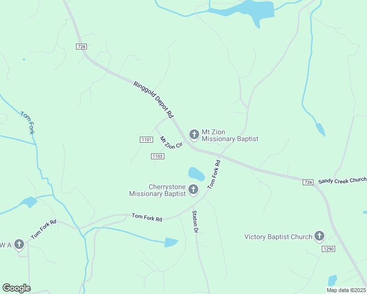 map of restaurants, bars, coffee shops, grocery stores, and more near 1596 Ringgold Depot Road in Ringgold