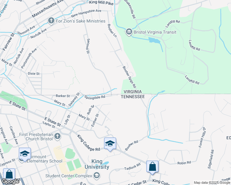 map of restaurants, bars, coffee shops, grocery stores, and more near 205 Springdale Road in Bristol