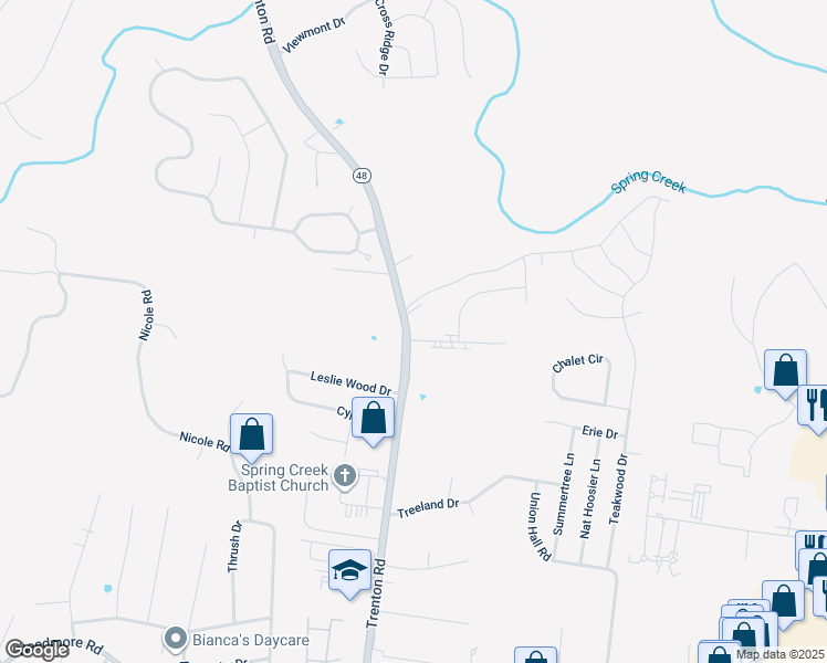 map of restaurants, bars, coffee shops, grocery stores, and more near 2971 Trenton Road in Clarksville